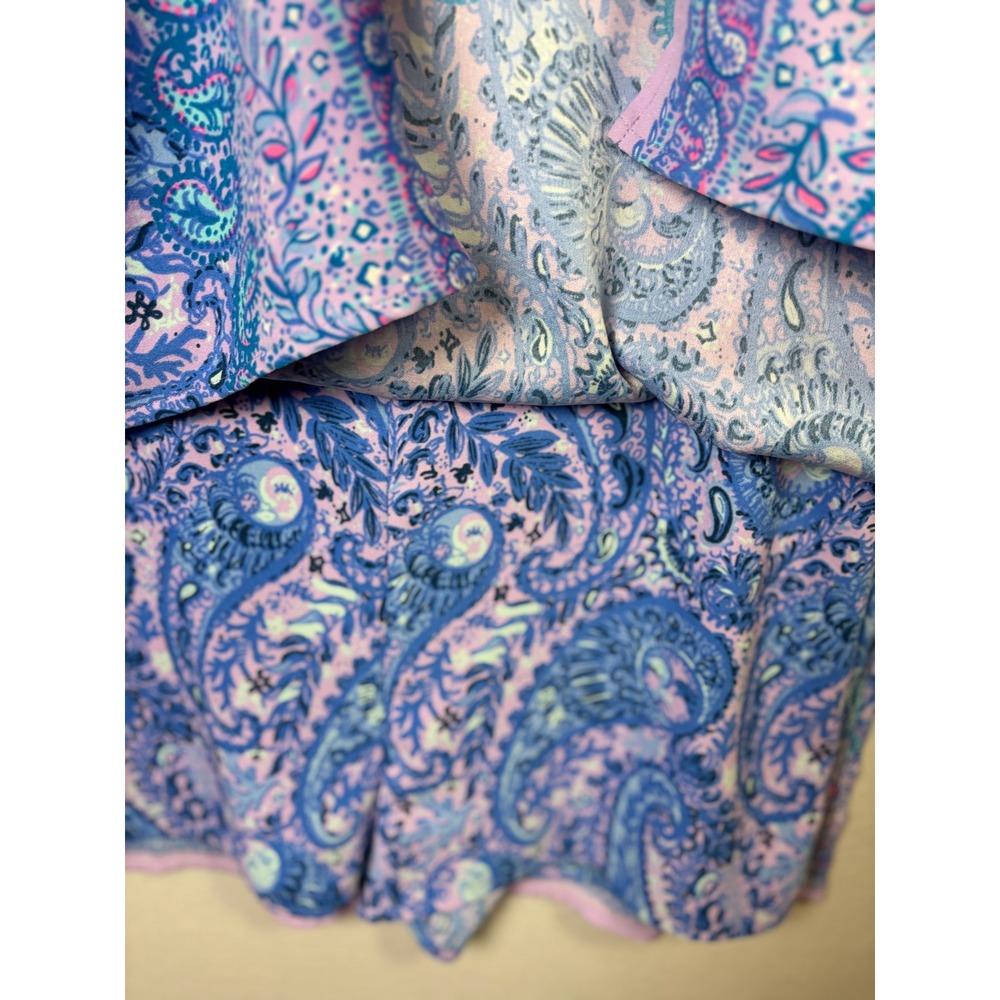 Lilly Pulitzer Fiesta Paisley Purple Iris Dress Womens 10  Sleeveless Side Tie - Picture 6 of 8